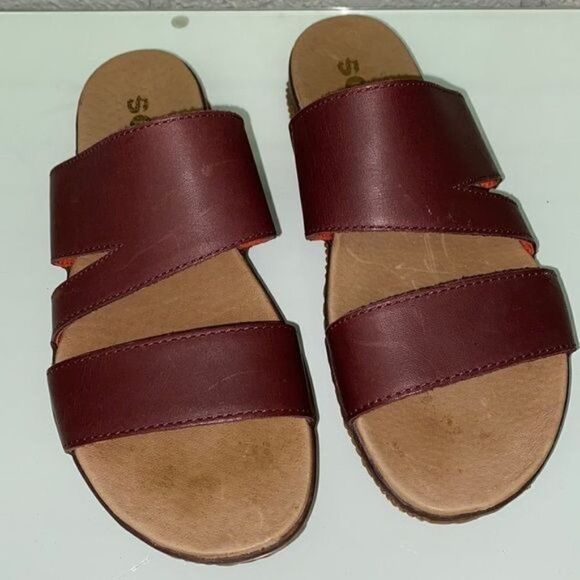 Sorel Out N About Plus Women Elderberry Open Toe Flat Slide Size 8.5 - Picture 1 of 7